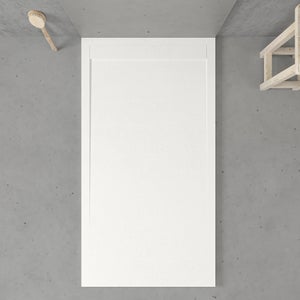 Receveur De Douche En Résine STYLE 90x140 Cm - Texture Ardoise Antidérapante C3, Finition Gel Coat Antibactérien - Inclut Robinet De Vidange