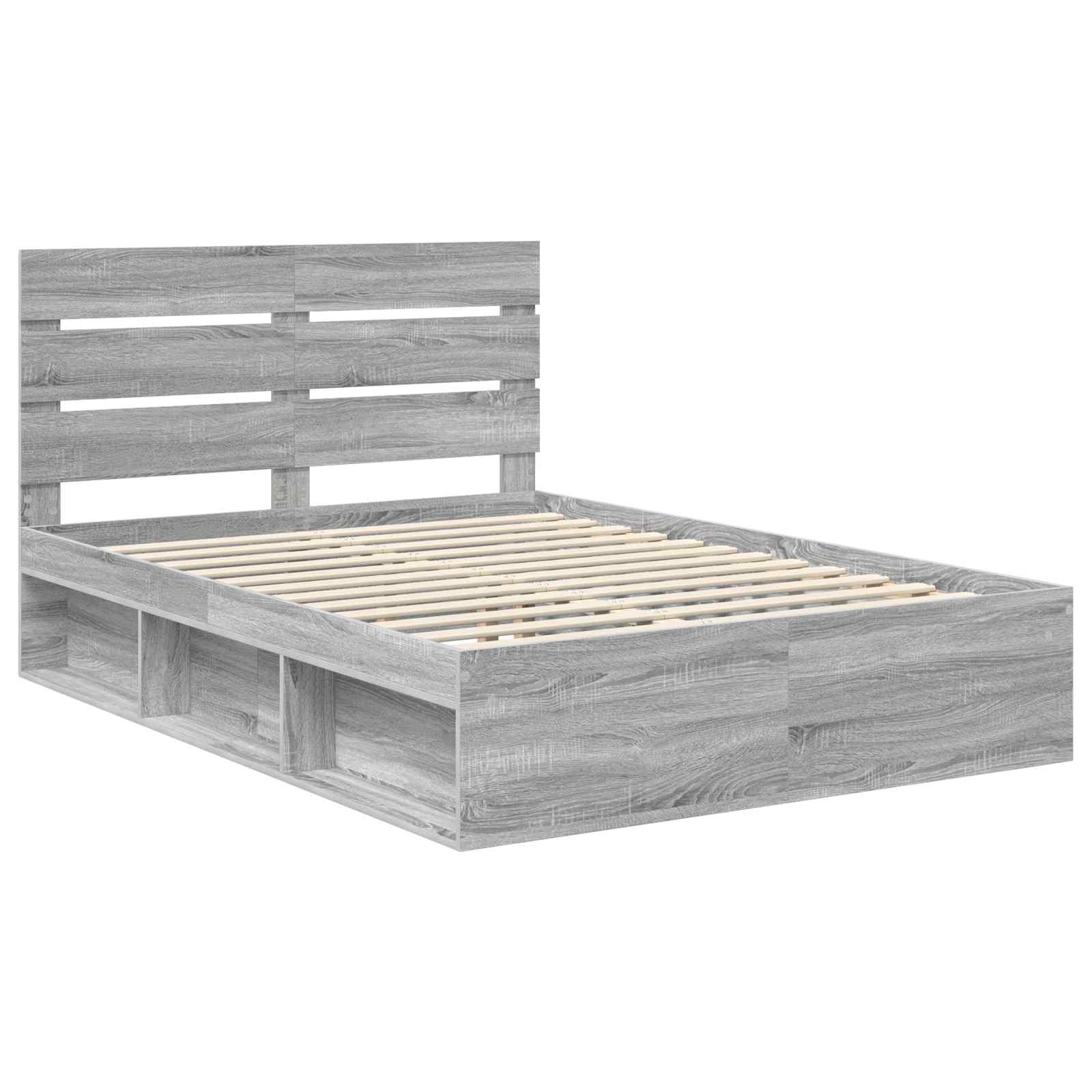 Cadre de lit Gris 140 x 200 cm Bois de pin massif - 4