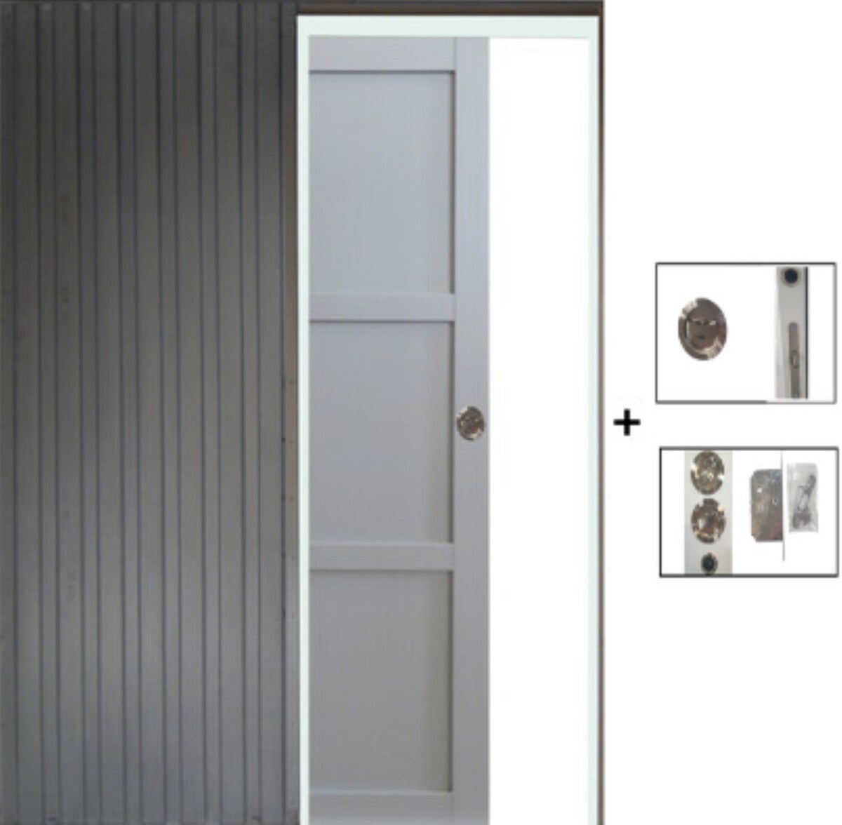 Porte Coulissante Greyria Gris 3 Panneaux Ral7035 H204 X L83 + Systeme ...