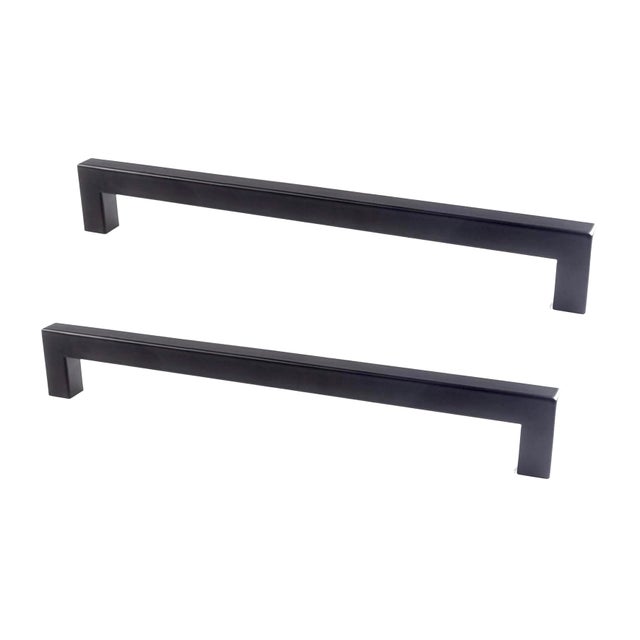 REI | 2 poignées de meuble de cuisine Modèle 933 Acier inoxydable noir mat | Entraxe de 192 mm |