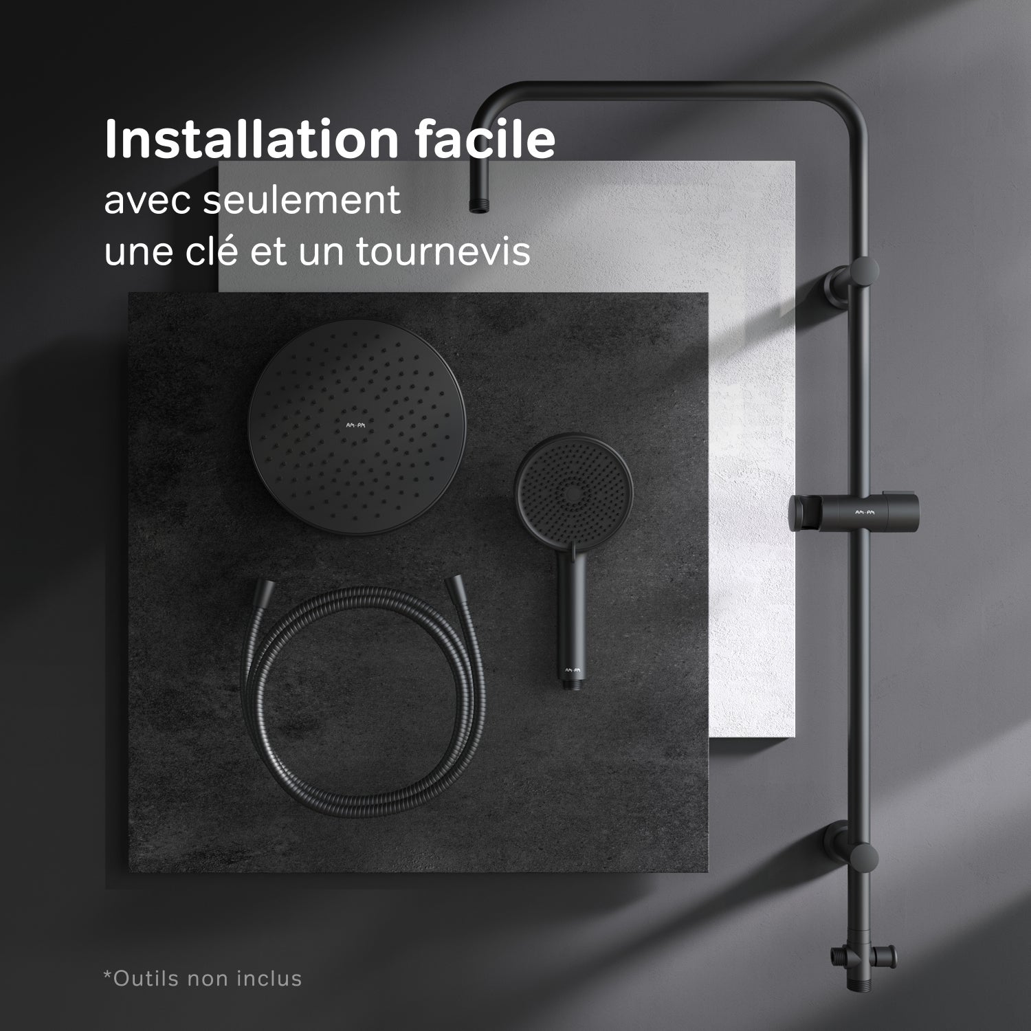 Colonne de douche et bain baignoire sans robinetterie Noir Play F078Y022 AM.PM - 8