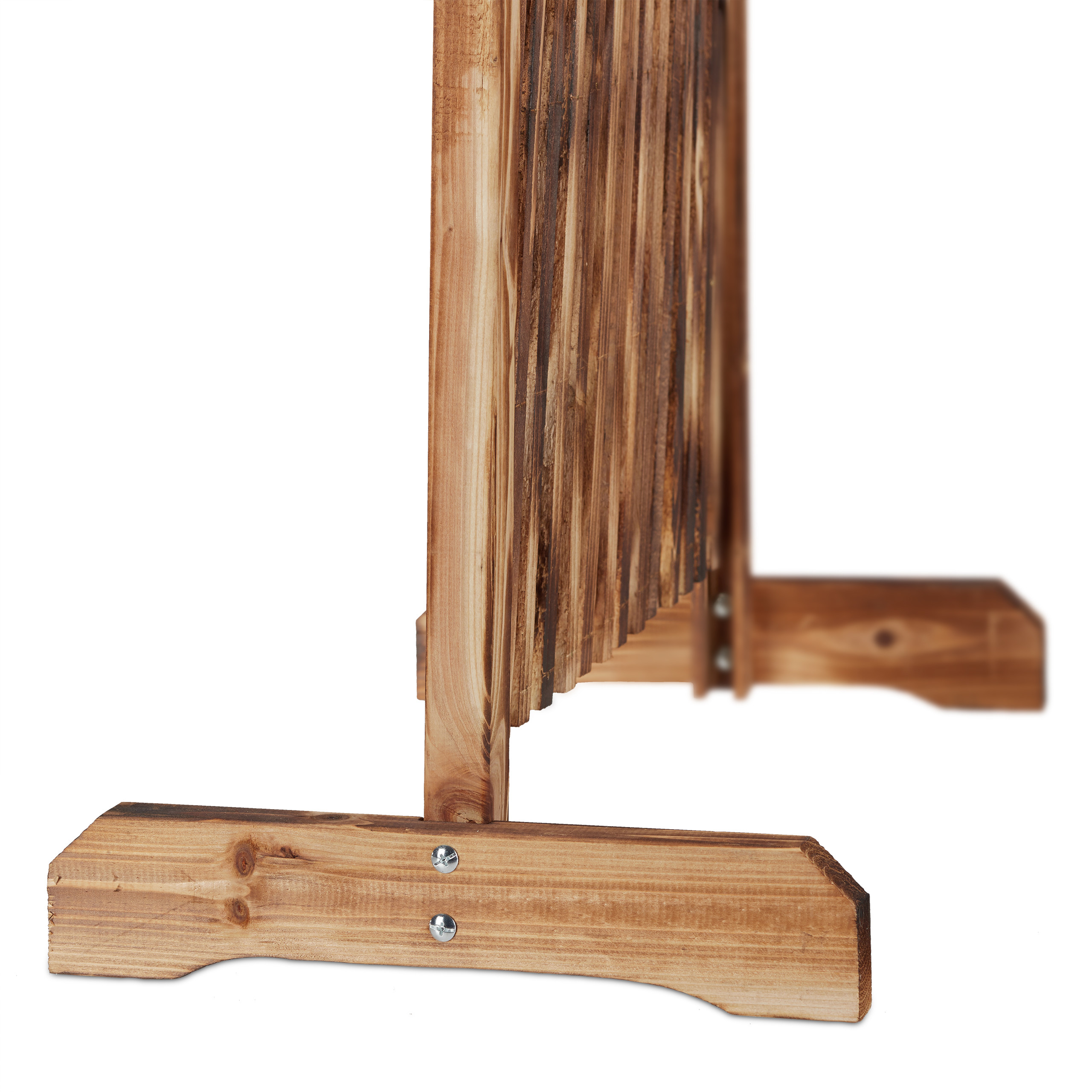 Treillis jardin en bois extensible 200cm, Clôture grillage pliable, Plante grimpante Brise-vue balcon, flambe, Relaxdays - 8
