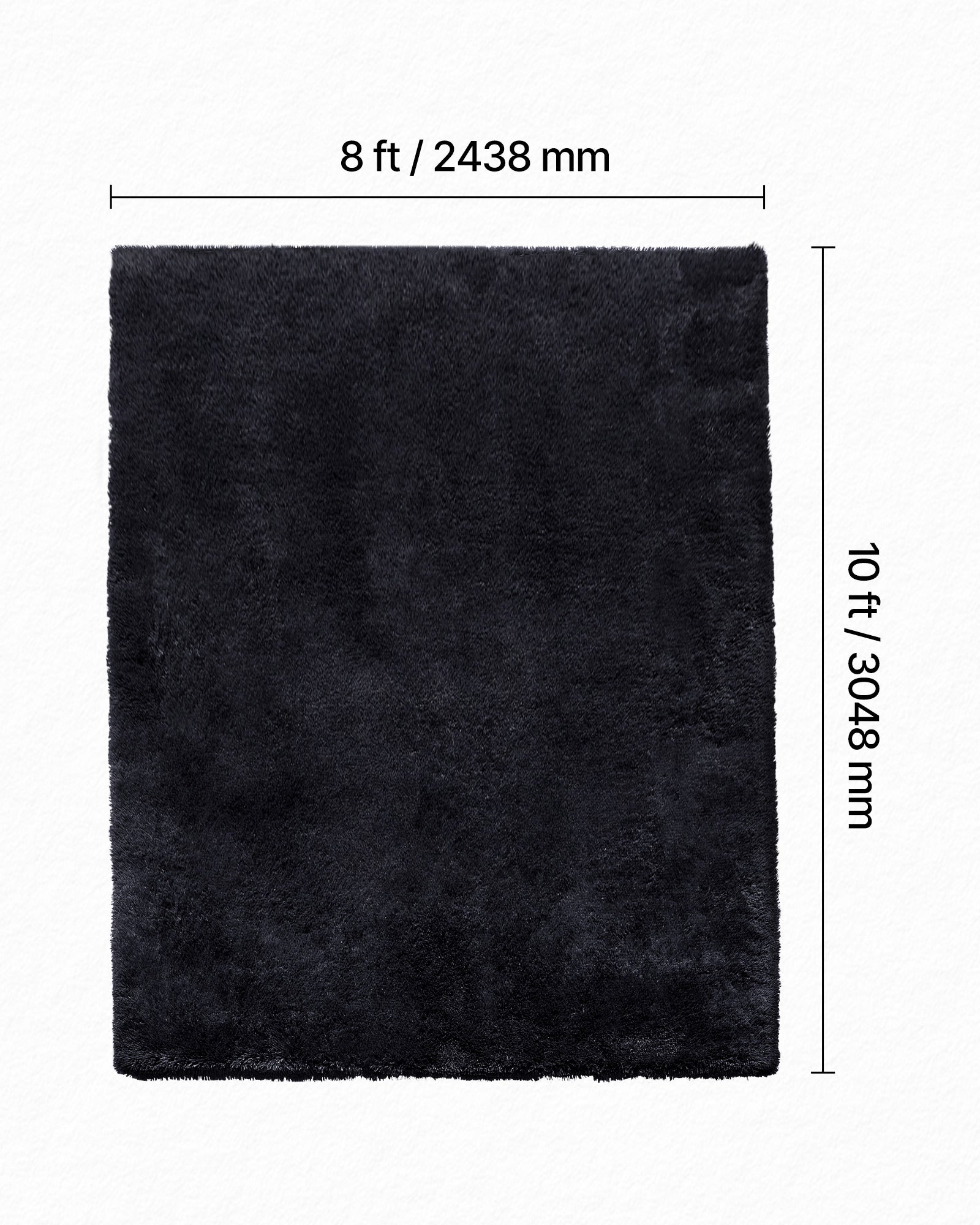 Tapete de sala VEVOR de pelo longo de 2,44 x 3,05 m, decoração moderna para interiores, antiderrapante, macio e fofo, com base não tecida, preto - 3
