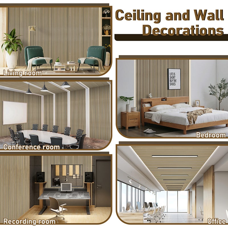 2x bois Panneaux acoustiques en bois 120*60*2,1 cm Panneaux en bambou, panneaux muraux 3D Revêtement mural en bois véritable - 5