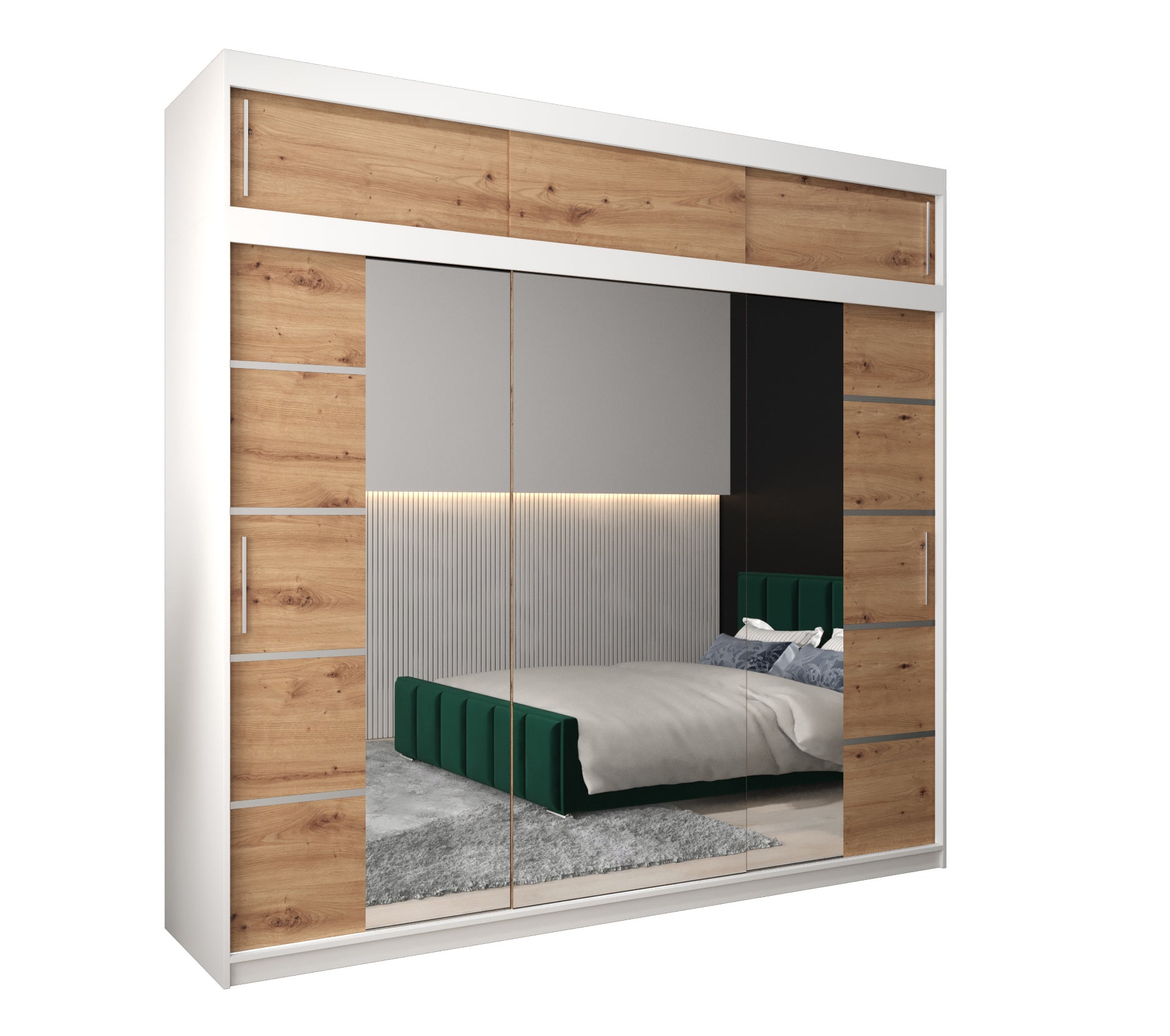 Szafa przesuwna z nadstawką garderoba Verona 4 250 x 62 x 240 cm Biały + Artisan - Abiks Meble