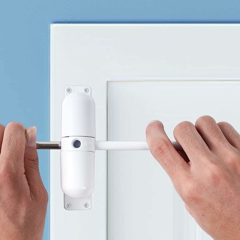 Ferme-porte automatique, ressort de sécurité - Facile à installer pour convertir les portes à charnières en portes à fermeture automatique - Blanc - 3