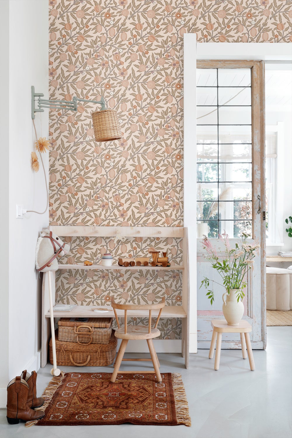 Papier peint des fruits et des feuilles exotiques terracotta claire - 50 x 900 cm - ESTAhome - 6