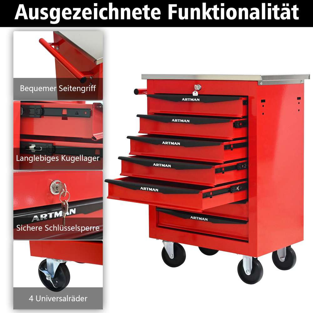 Chariot à Outils Multifonction à 7 Tiroirs avec Roues, Armoire à Outils en Métal pour Garage, Atelier et Atelier de Réparation - 8