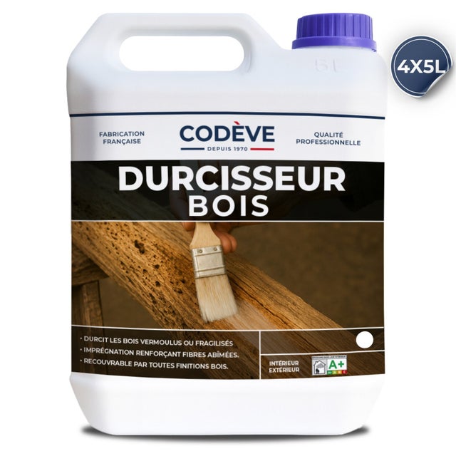 Durcisseur Bois - 20 L - Codeve Bois - Pour Le Durcissement D'un Bois Vermoulu, Friable, Ramolli Ou Pourri.