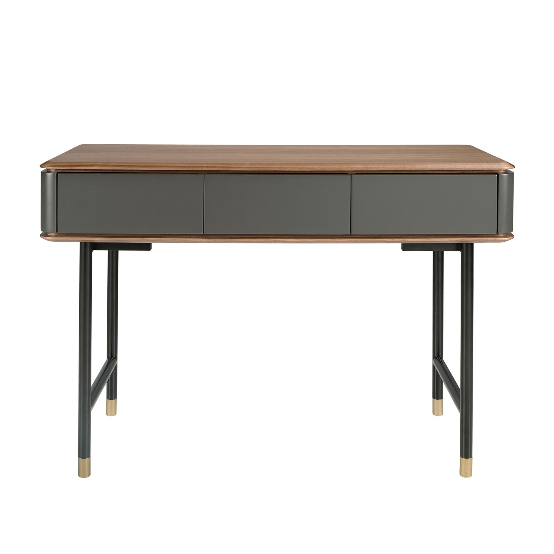 ANGEL CERDA Console rectangulaire en noyer, bois gris foncé mat et acier noir - 3