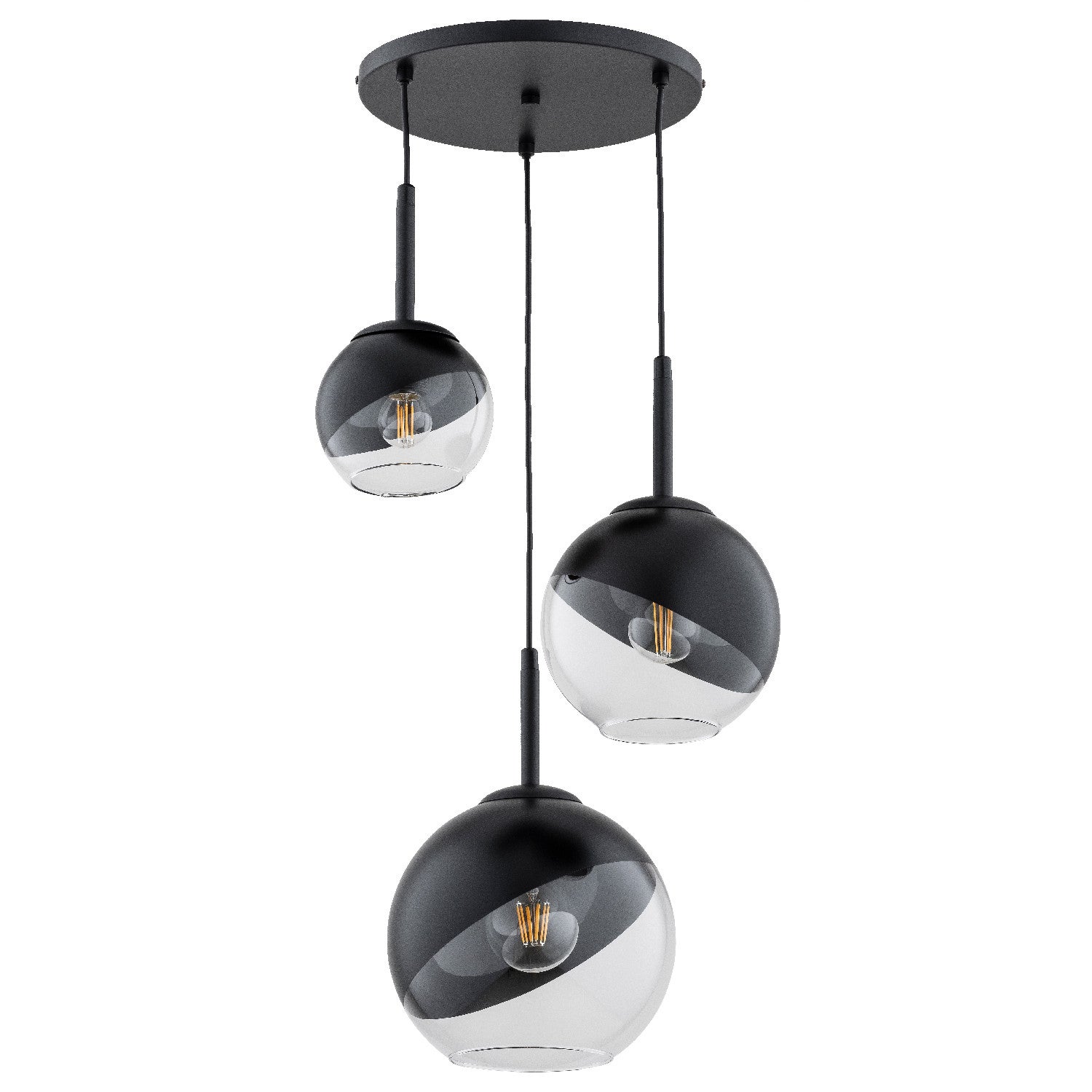 Lampa wisząca Invero czarno-przezroczysty 3xE27x15W nowoczesna wym: 85 x 40 x 40 cm metal Alfa