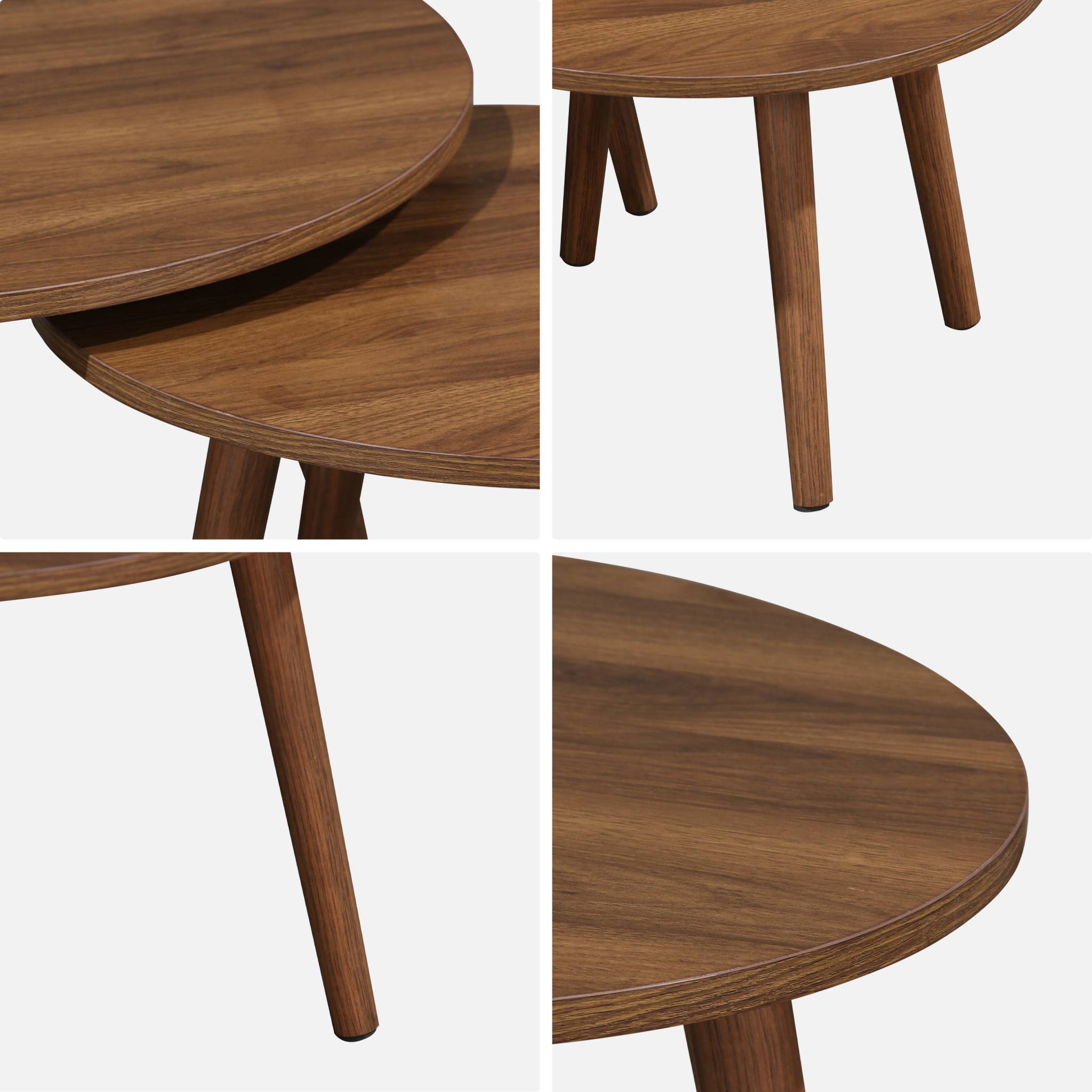 Lot de 2 tables basses rondes décor bois de noyer Népal NEPAL - 7