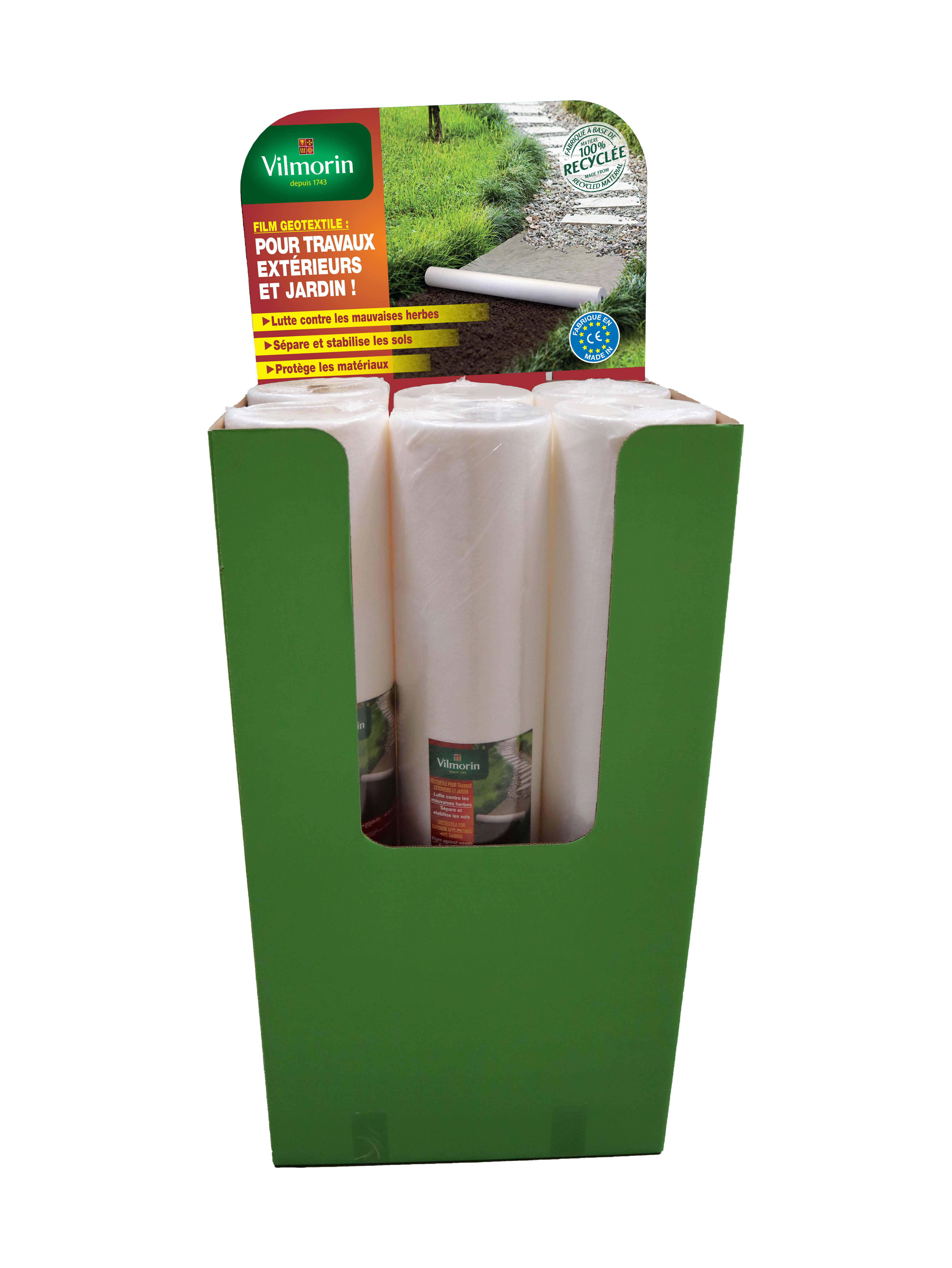 Géotextile Recyclé Travaux Extérieurs - 100 g/m² - 2 m x 25 m - Blanc - 2