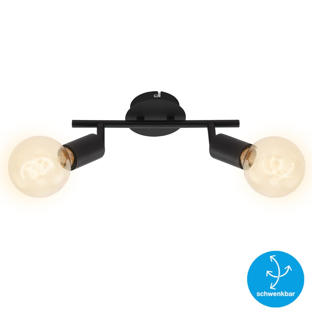 Plafonnier Spot BRILONER LEUCHTEN PEARL, 60 W, IP20, noir, métal, excl. 2x E27, intensité lumineuse variable, 27,5 x 10 x 10,5 cm - 4