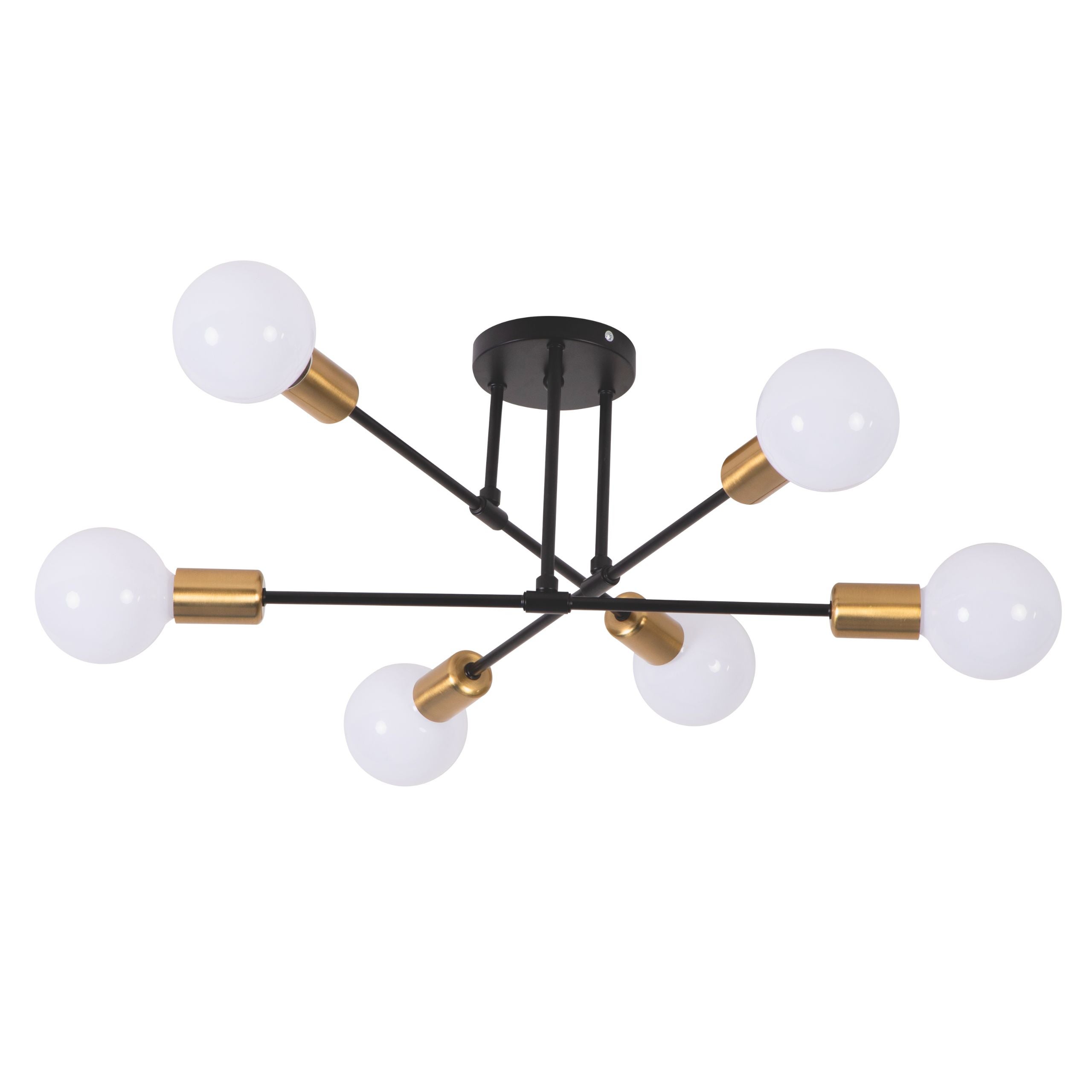 Lampa sufitowa wisząca 6x E27 Czarna Złota GLAMOUR ozdobna dekoracyjna 6 punktów światła metalowa designerska - LEDHOFF