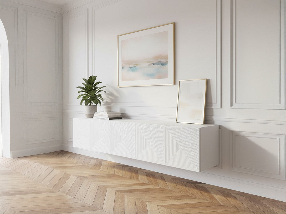 Meuble TV suspendu 200 cm ALICE BOBOCHIC Blanc | Leroy Merlin