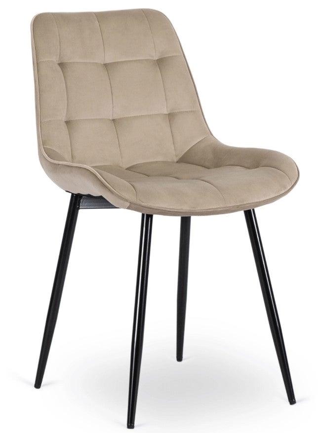 Krzesło Tapicerowane Welurowe Do Salonu Jadalni Kuchenne Beżowe CHRIS