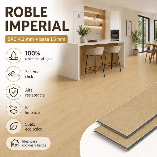 Arquiservi® -&nbsp;SPC&nbsp;XL Suelo vinílico Roble Imperial 【2,23 m²】- 5,7 mm Salón, Cocina y Hogar | Textura Premium | Cálido y silencioso