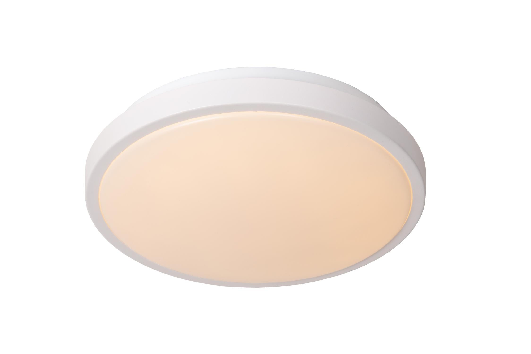 Plafon okrągły DASHER LED 12W Ciepła biel 700lm biały wym:8,5x29,3x29,3cm IP44 Lucide