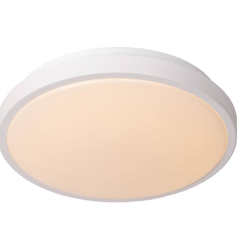 Plafon okrągły DASHER LED 12W Ciepła biel 700lm biały wym:8,5x29,3x29,3cm IP44 Lucide