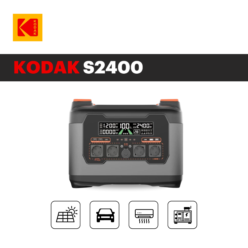 KODAK Kit Station Électrique Portable S2400 + Panneau Solaire 400W - Générateur Solaire 2047Wh -Micro-onduleur 800W- Multiports USB&AC-Maison, Camping - 2
