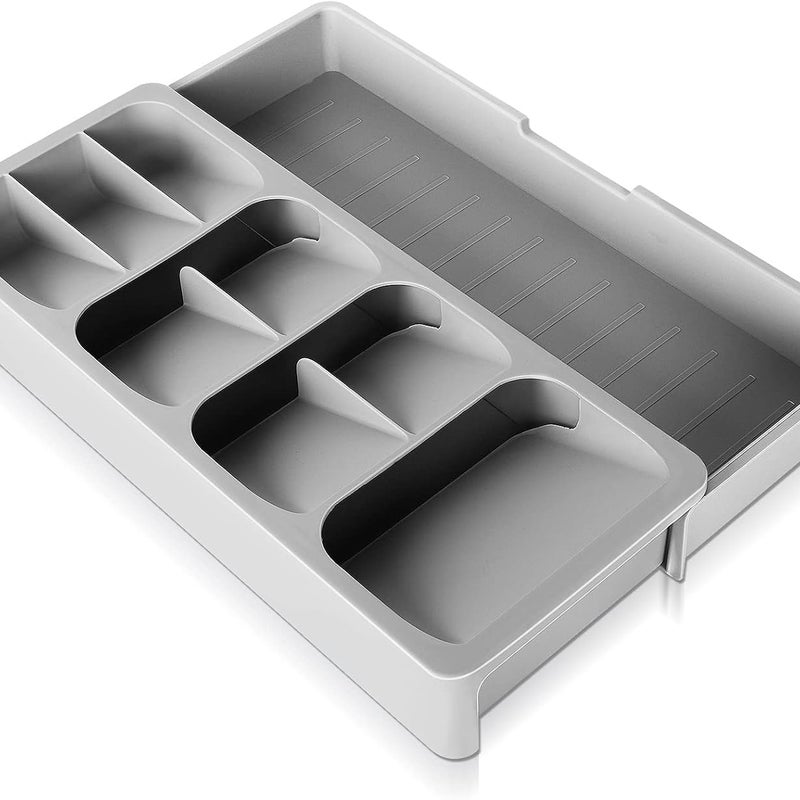 Organizer do szuflady z 9 przegródkami – rozszerzalny plastikowy organizer do szuflady kuchennej – na sztućce, tacka do organizera szuflady