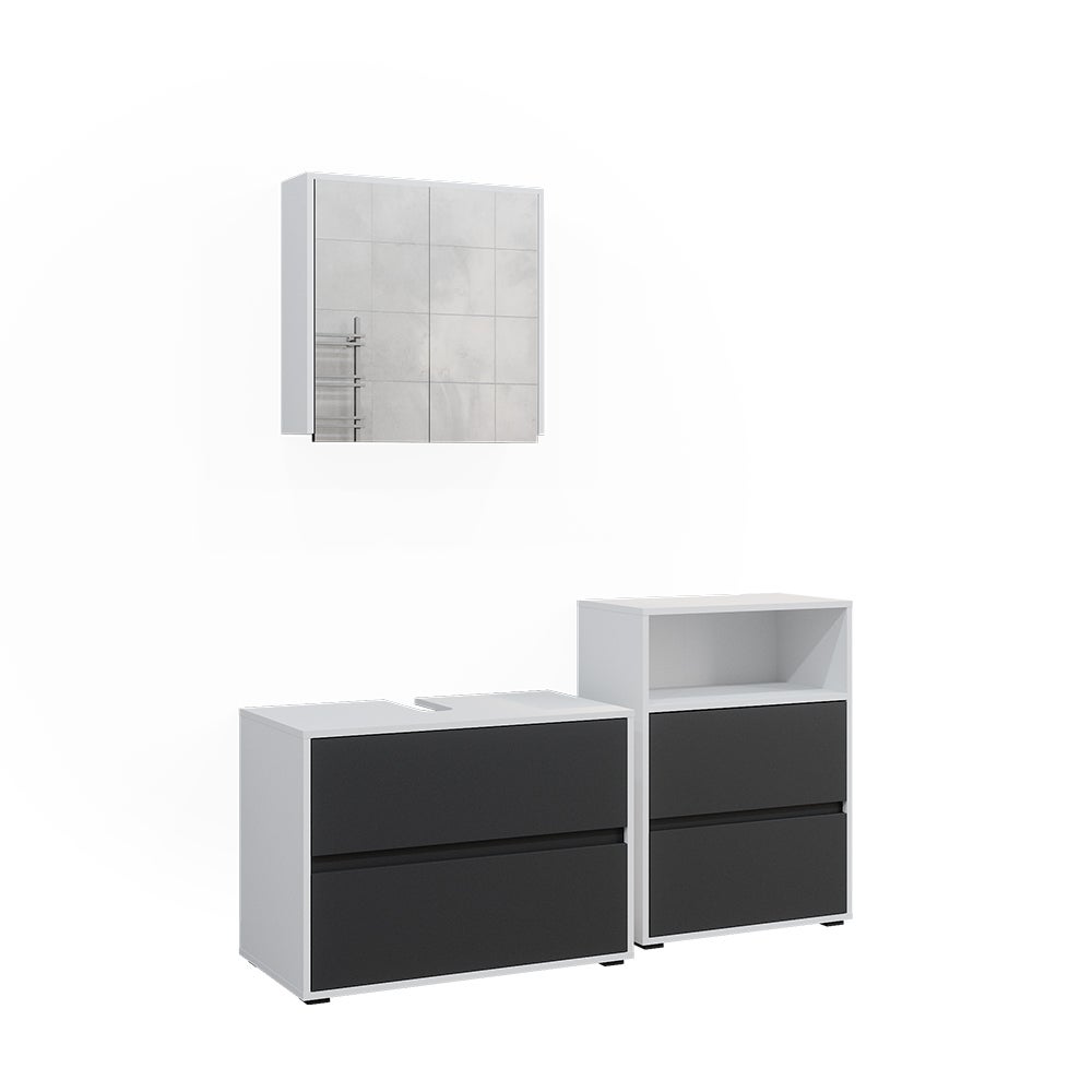 Vicco Zestaw mebli łazienkowych Maltin, Biały/antracyt, 3 części