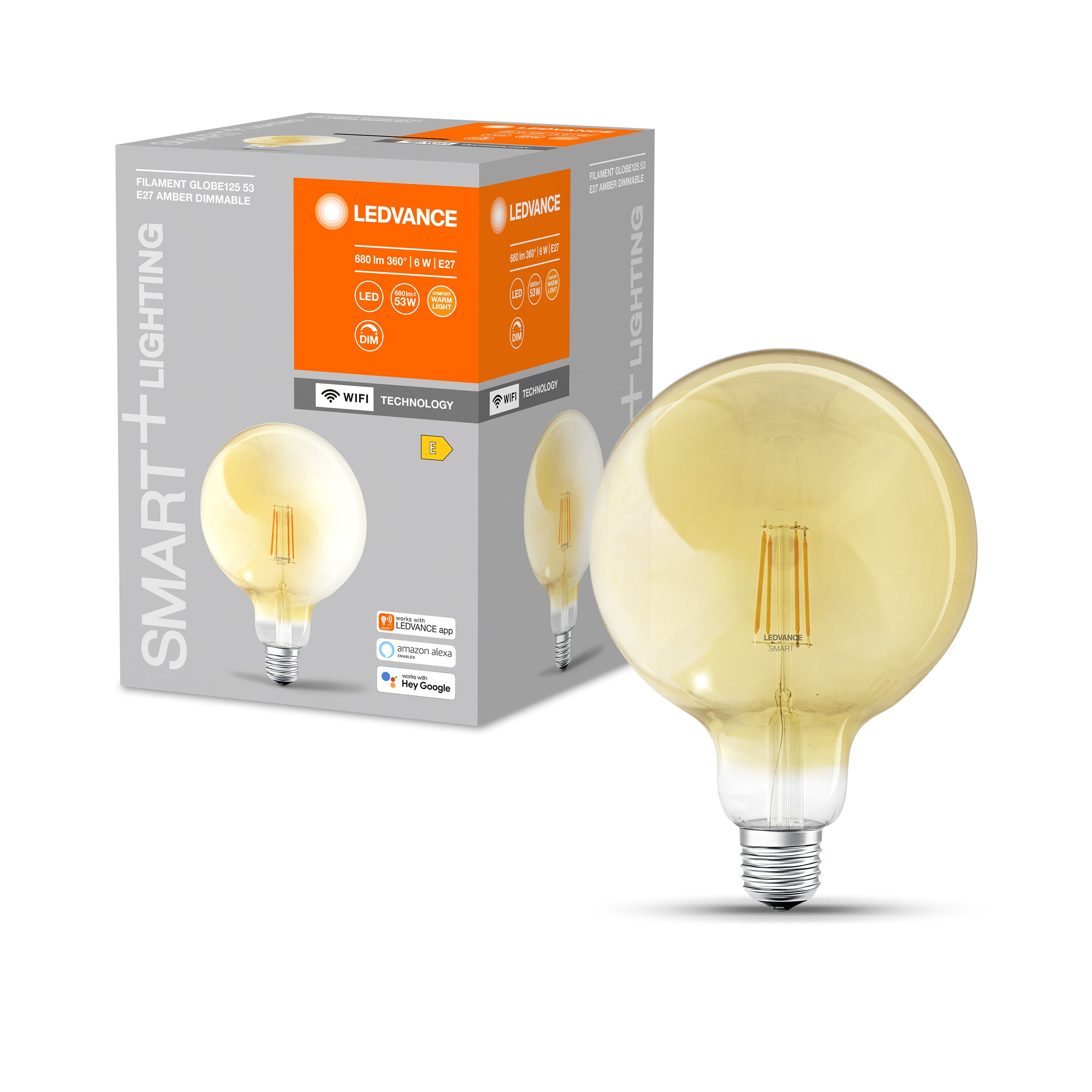 LEDVANCE Smart lampe LED en or avec 6W, 2700K, E27, 125mmx178mm, avec la technologie Wifi, ampoule dimmable Forme globale contrôlable via app et - 4