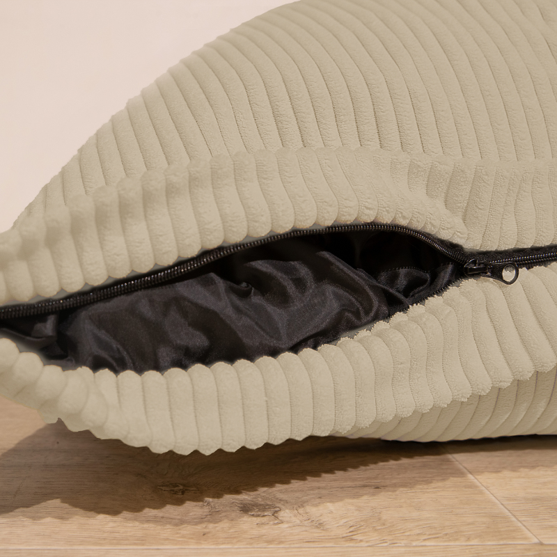 Pouf velours côtelé déhoussable BANANAIR 180 x 140 cm beige - 9