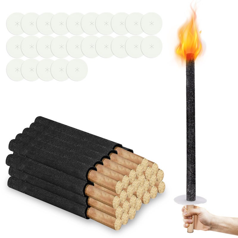 Latarka ogrodowa, lampa naftowa do użytku na zewnątrz, zestaw 25 sztuk, 60 cm, 90 min