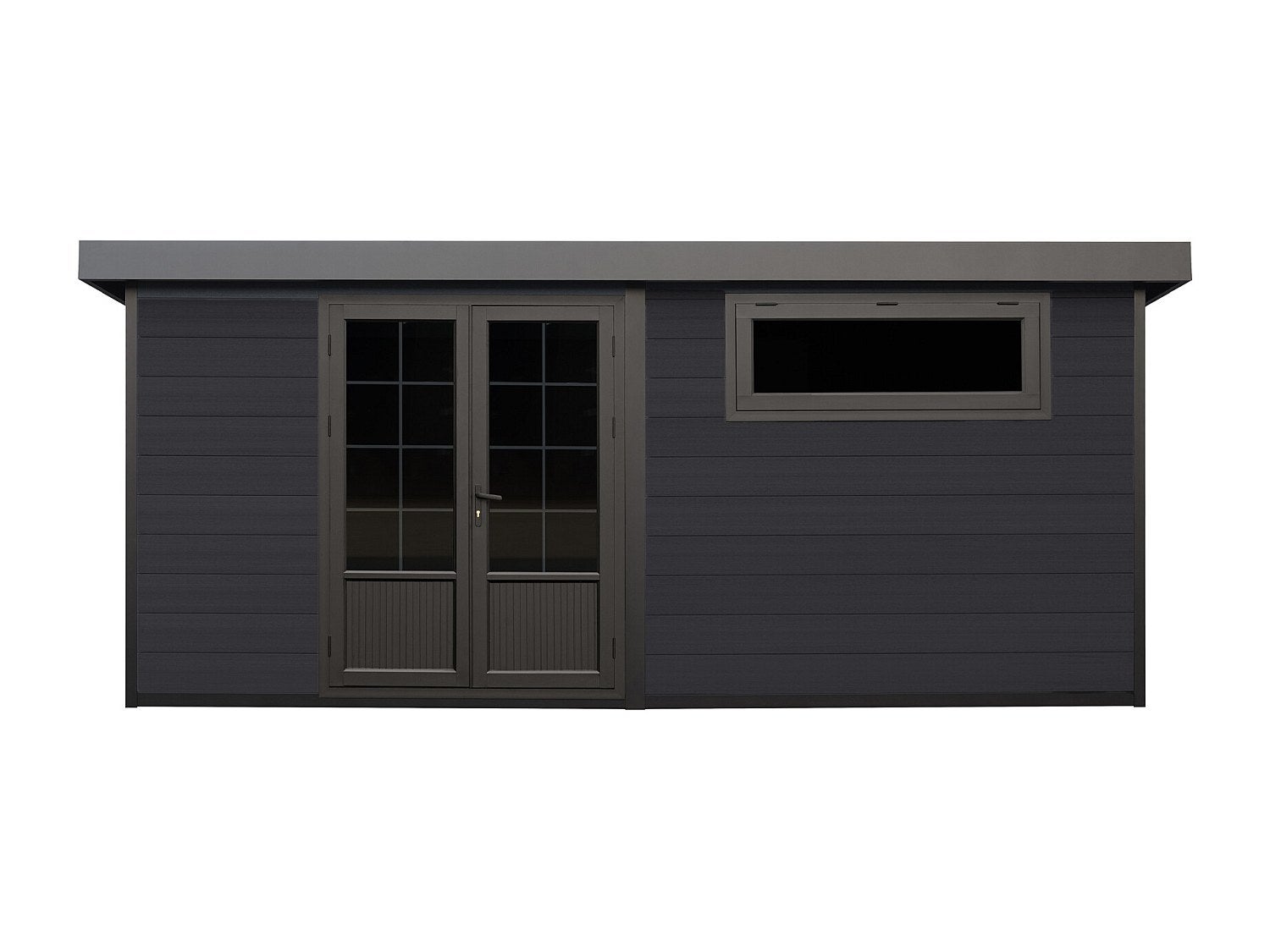 Abri de jardin en bois composite 28 mm - parois réversibles - gris anthracite ou naturel foncé - 17,25 m² - HAZELTON - 2