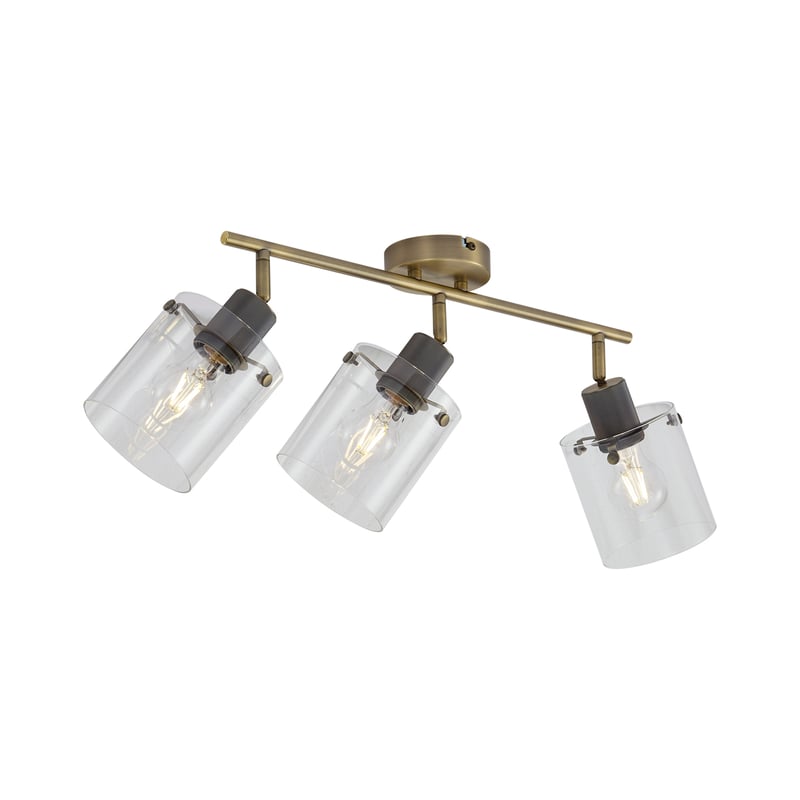 Designerski reflektor sufitowy brązowy z przezroczystym szkłem 3-punktowy - Domo