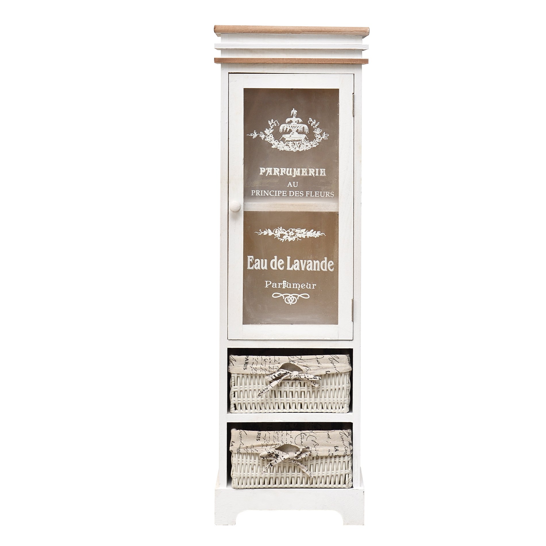 Mobili Rebecca Mobile Vetrinetta Legno Bianco 1 Anta 1 Cassetto Shabby 102x32x27 82611027