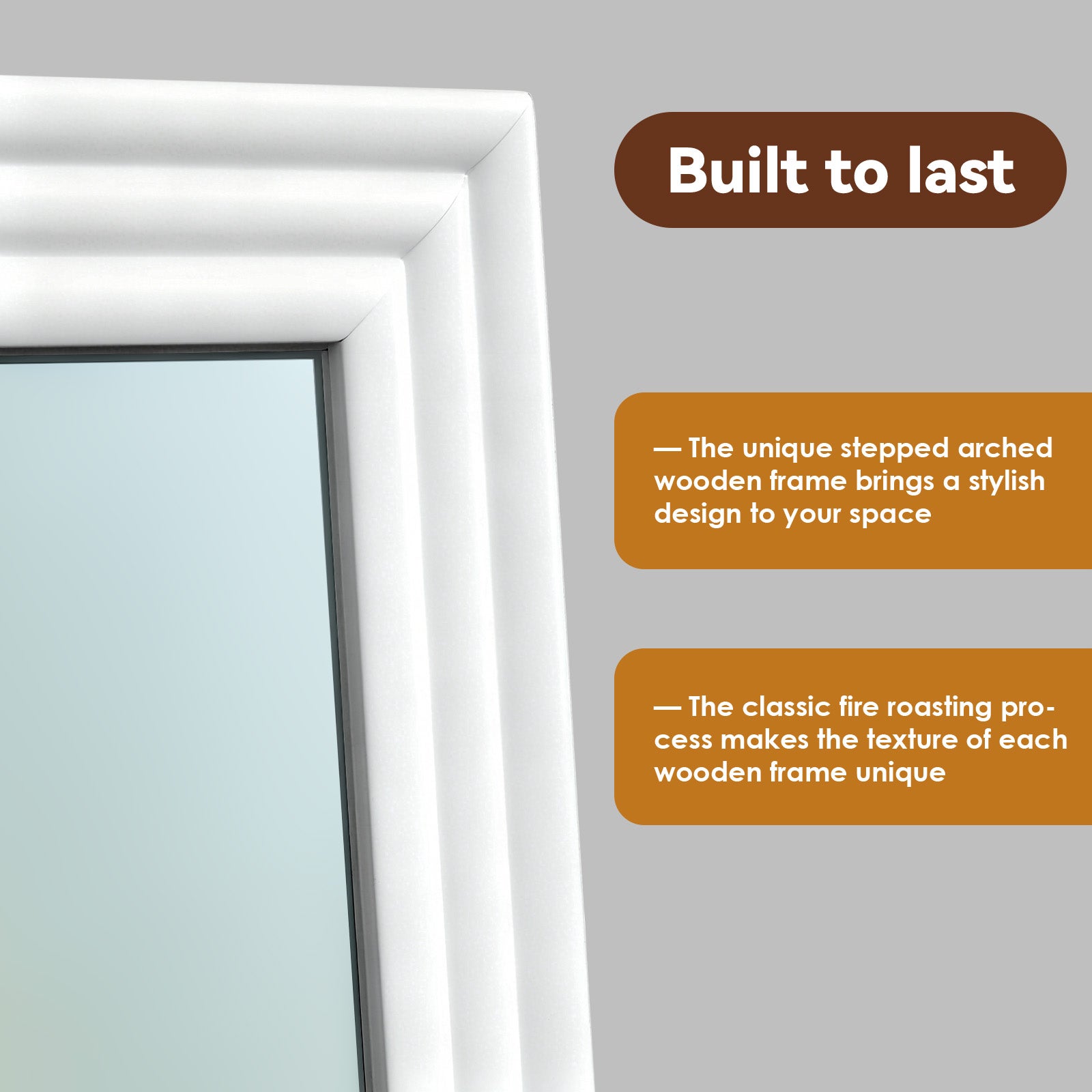 Specchio a figura intera 160×50cm HD senza distorsioni con cornice in legno massello e supporto regolabile per camera, soggiorno e cabina armadio - 2