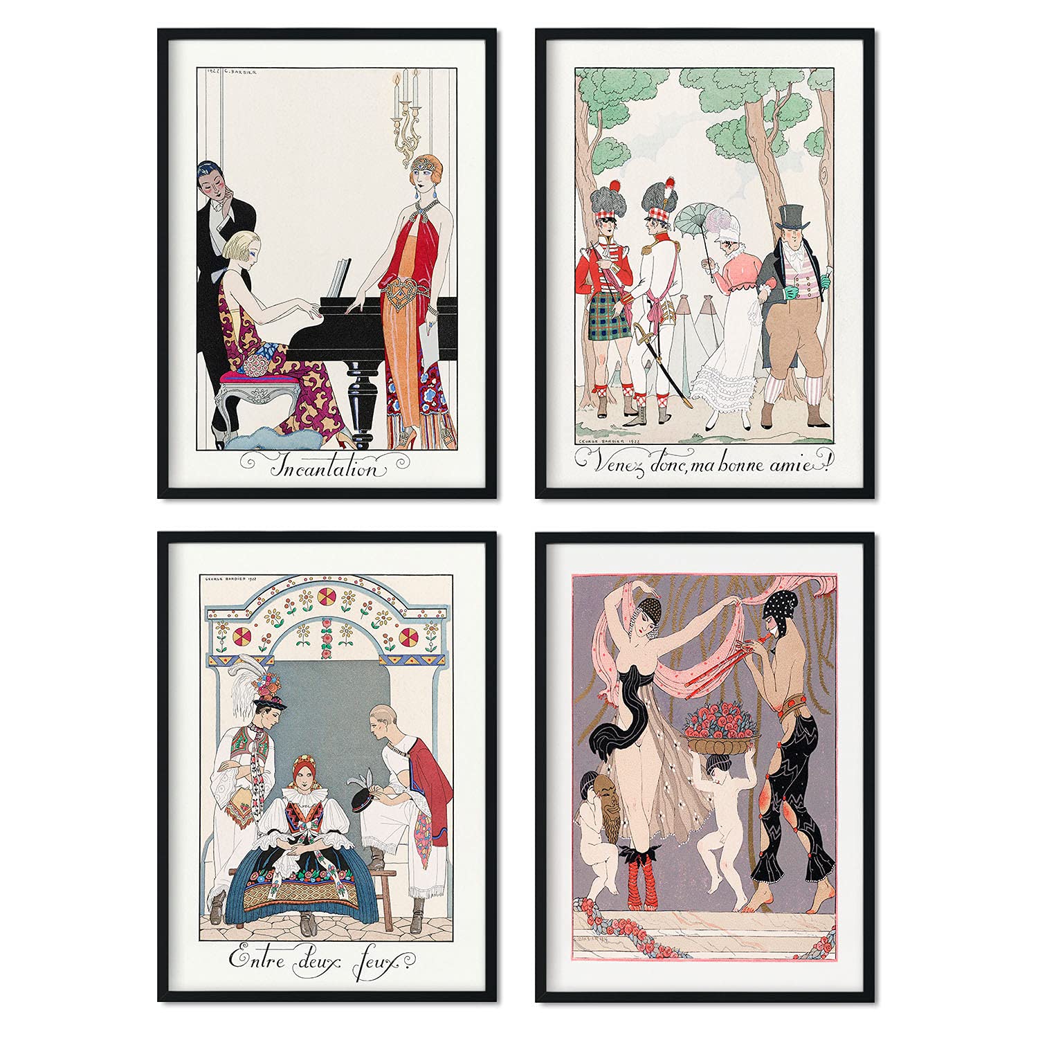 Set de láminas vintage gente. pósteres con las ilustraciones art deco de george barbier. sin marco - a4