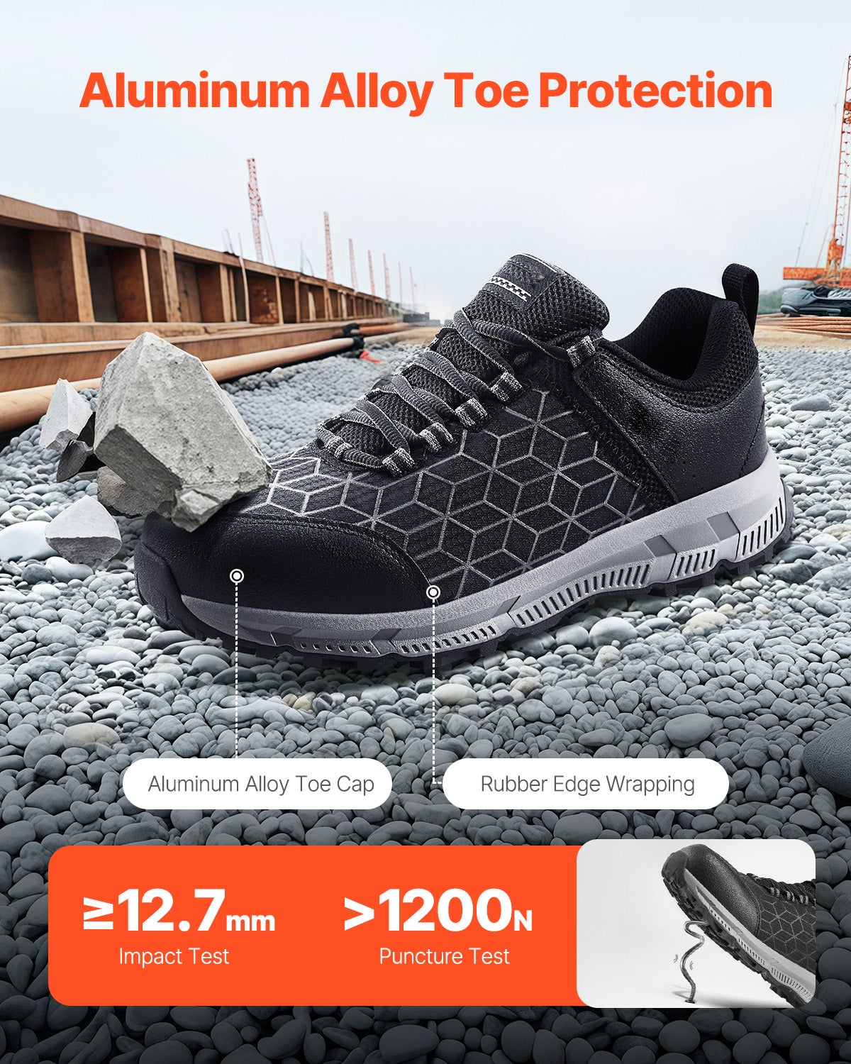 Chaussures embout acier homme,taille US SucceBuy 9,5 large,travail athlétiques rembourrées,sécurité - 4