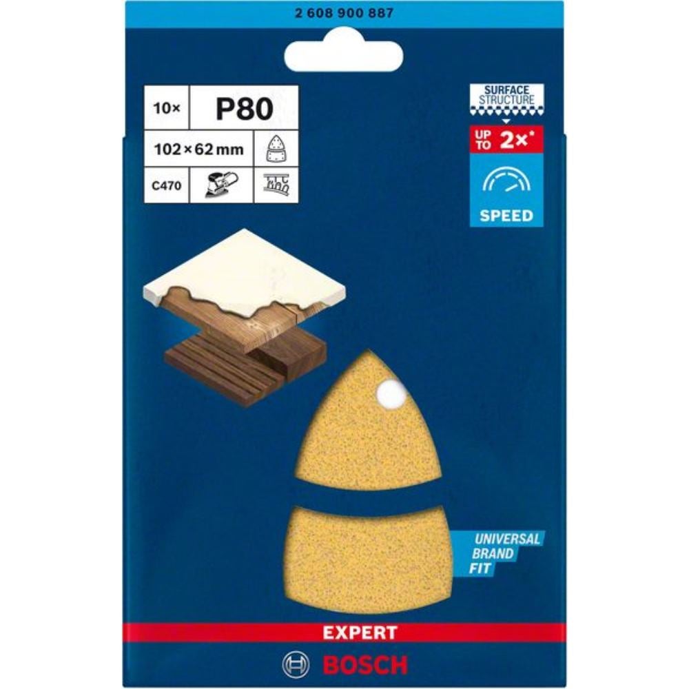 Papel de lija EXPERT C470 con 11 orificios para multilijadoras de 102 x 62 mm, 93 mm, G 80, 10 unidades - 2