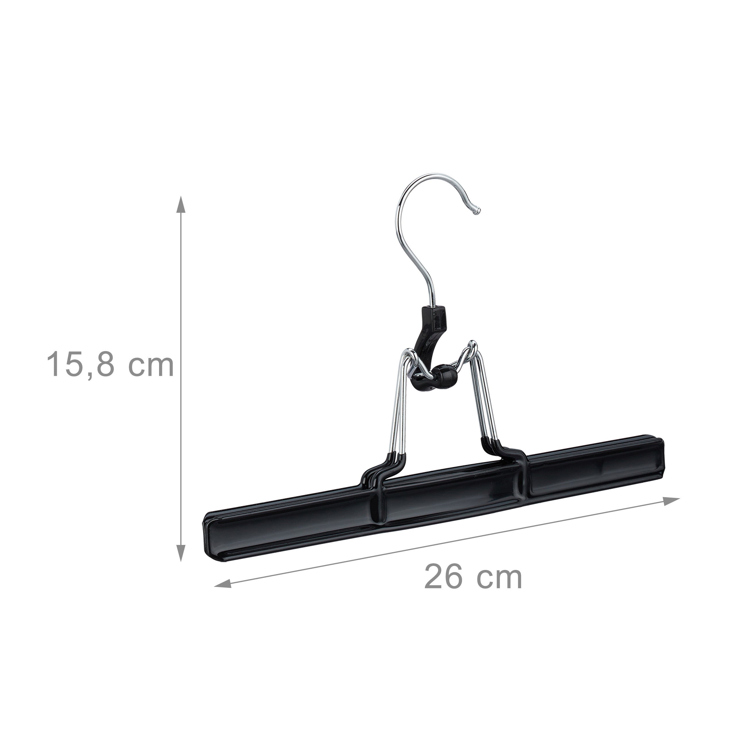 Cintres-pinces, lot de 30, pour pantalons et jupes, en métal, pinces, caoutchouc, crochet rotatif 360°, 26 cm, noir - 4
