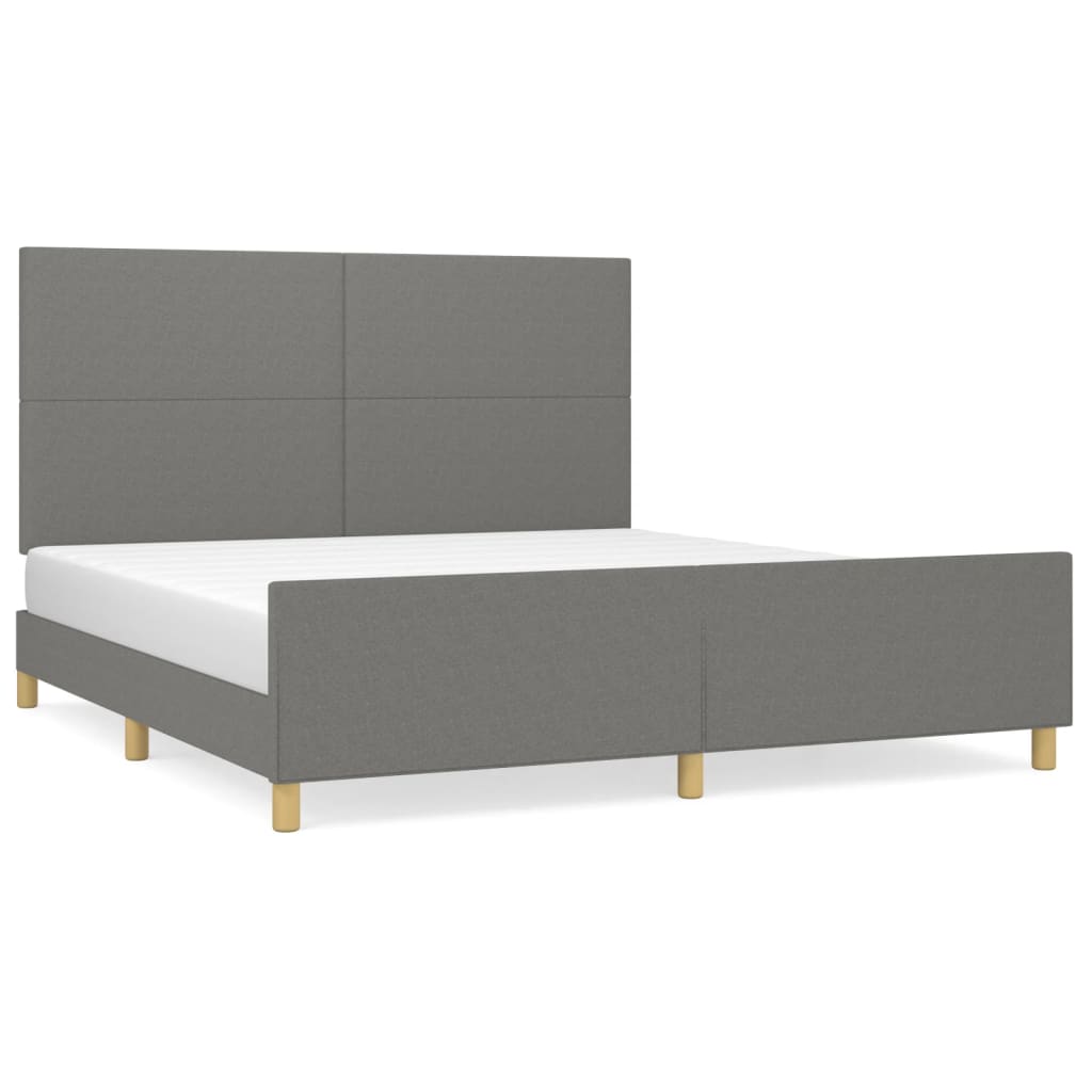 Cadre de lit sans matelas gris foncé 180 x 200 cm tissu - 2