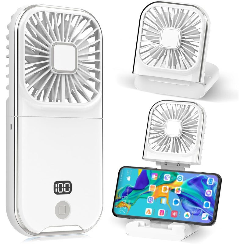 Mały wentylator przenośny, ładowany przez USB, cichy, idealny do biura, domu, na zewnątrz i do spania (biały)