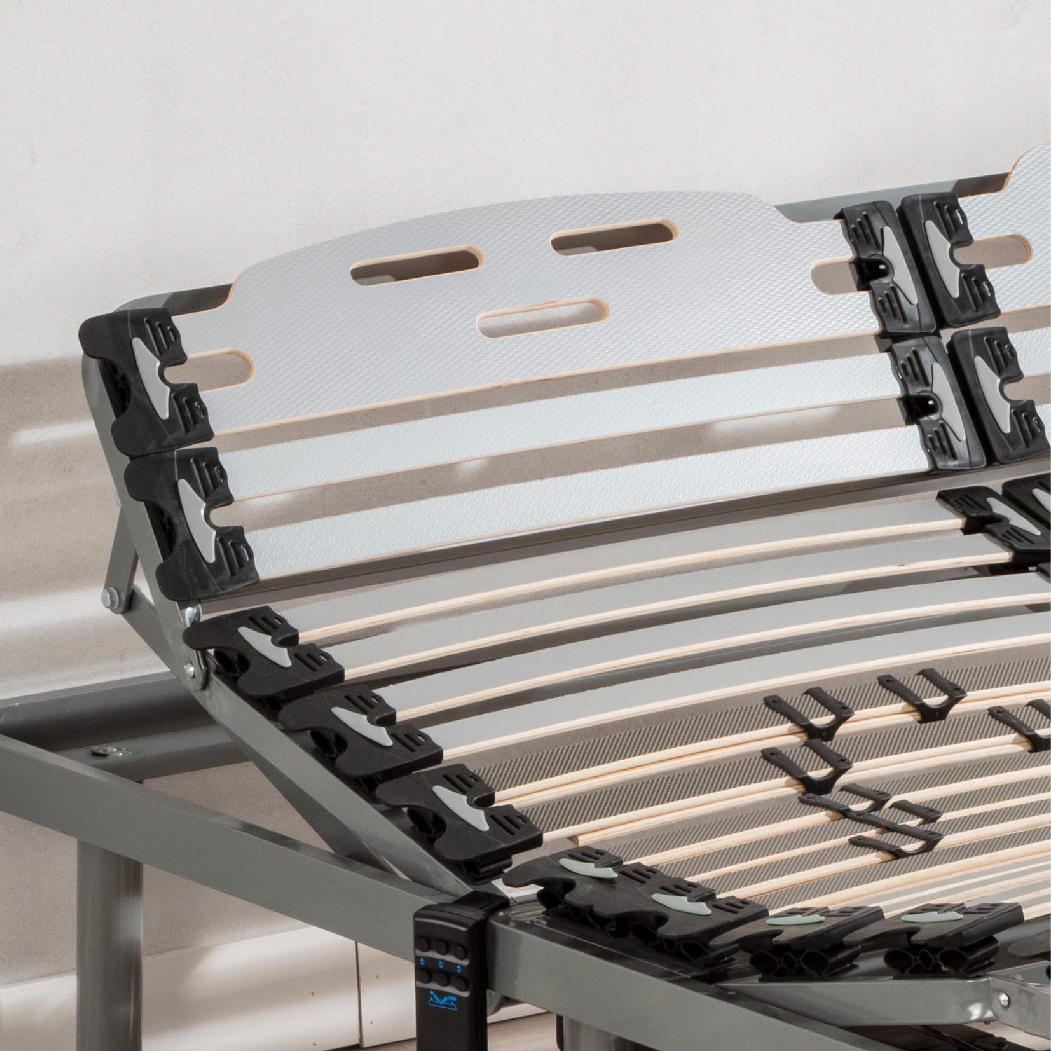 Nalui Somier articulado 90x180 cm ProCare Gris con Mando ProCare, 11 Láminas Madera de Haya de 10 cm y Estructura de Acero - 8