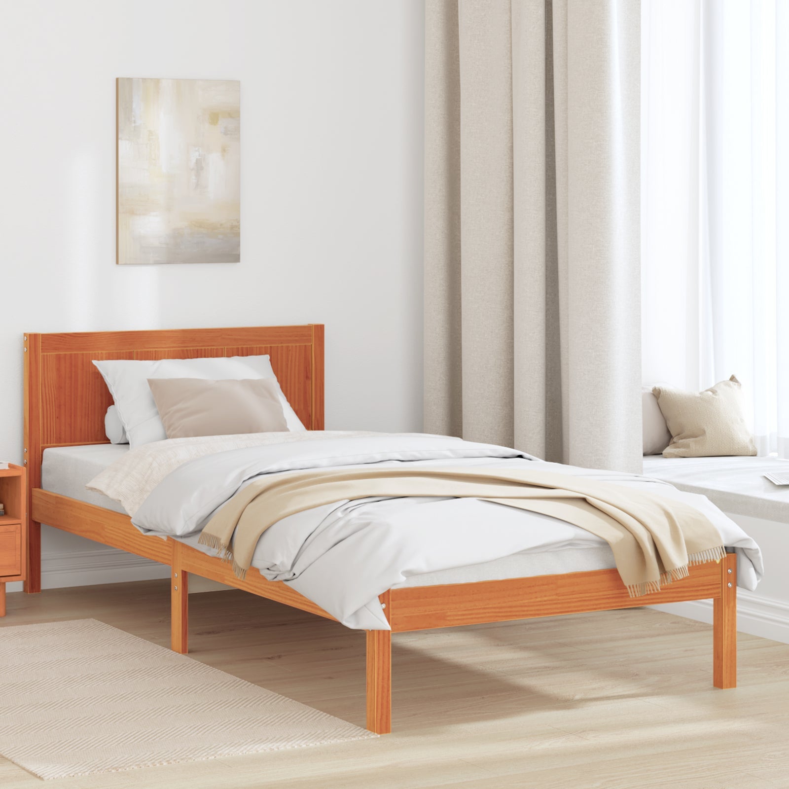 Ramka łóżka Brązowy 80 x 200 cm Lite drewno sosnowe vidaXL