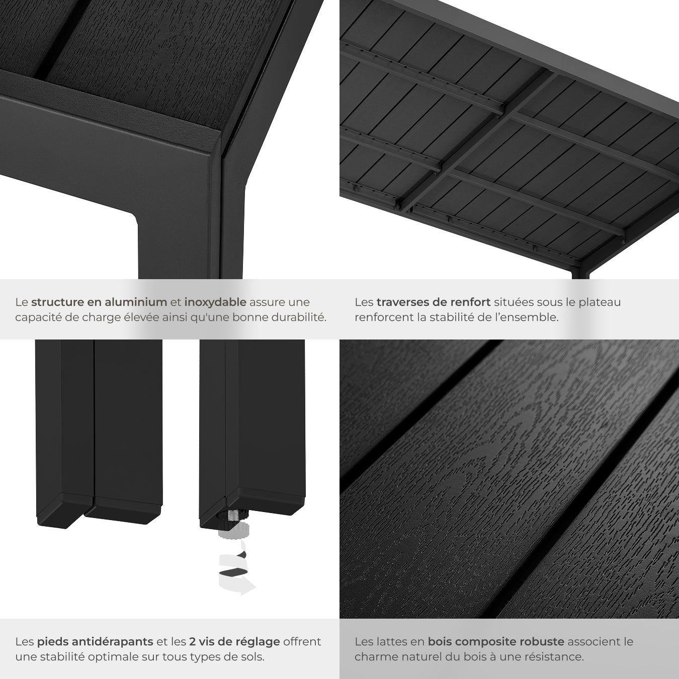 TECTAKE Mesa de jardín de aluminio y plástico - 4