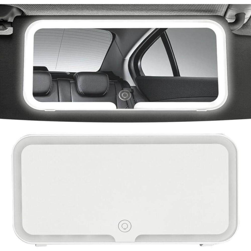 Specchio parasole a LED per auto, con controllo touch ricaricabile, 3 modalità di illuminazione, lunga durata 180 giorni, universale, per auto/camion/SUV, specchio cosmetico HD (nero