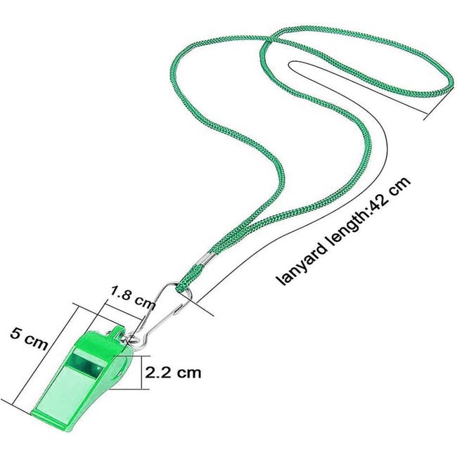 Fischietto Sportivo In Plastica ABS Con Cordino | 2 Pezzi | Suono Forte 100-120 DB | Per Allenatori, Arbitri, Emergenze, Attività Outdoor