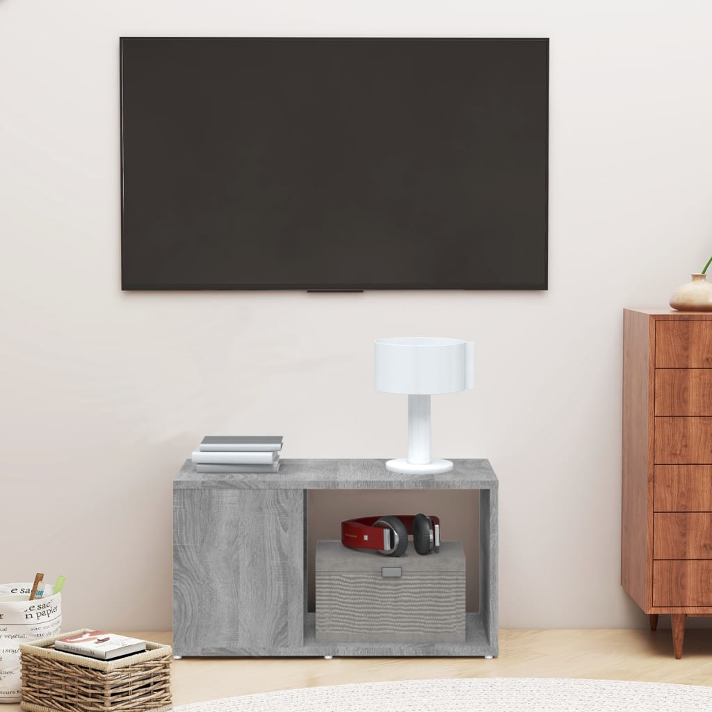 Mueble de TV - Mesa de TV madera contrachapada gris Sonoma 60x24x32 cm - 2