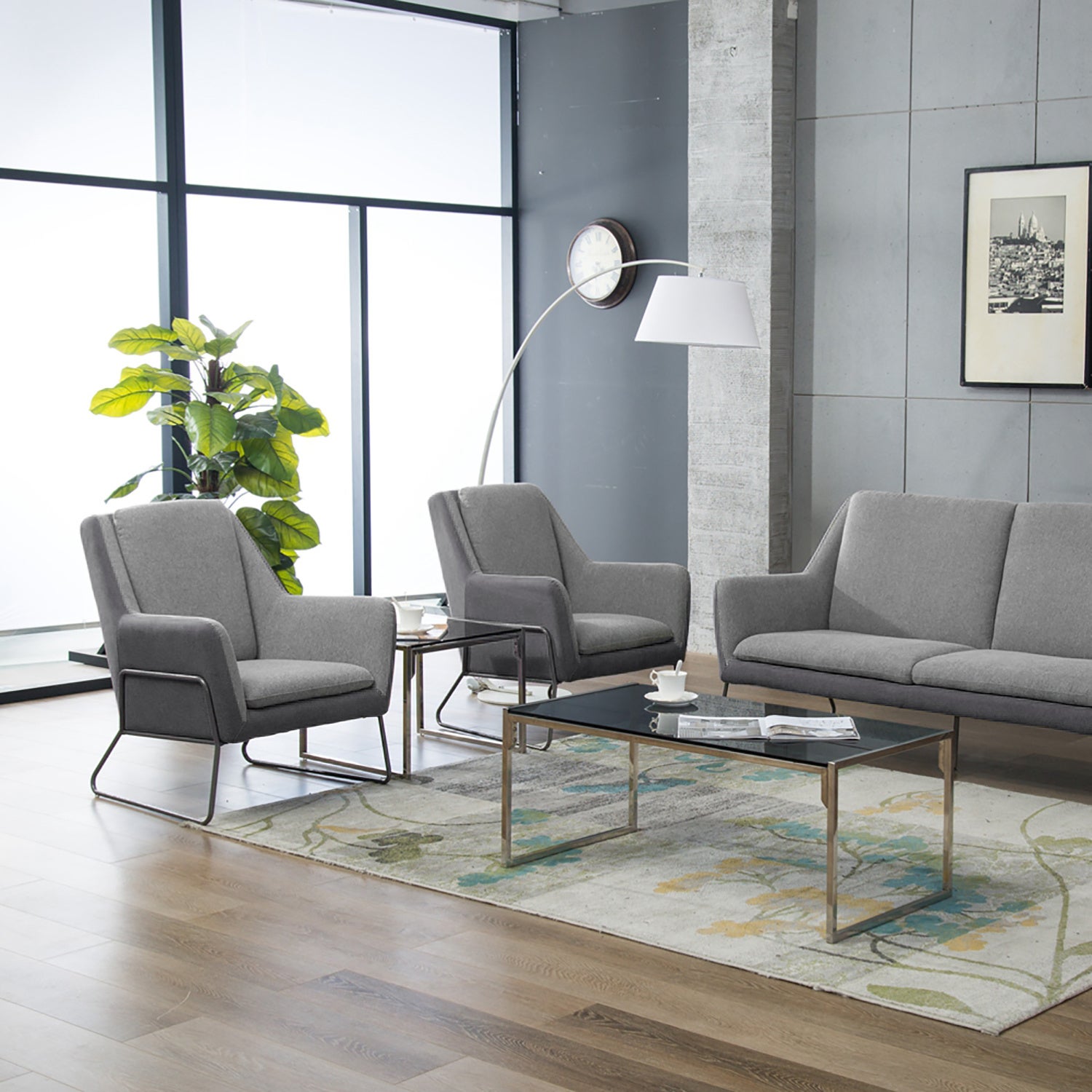 Poltrona Lounge LAGUN Struttura a slitta 1 Posto Grigio chiaro/scuro hjh OFFICE - 4