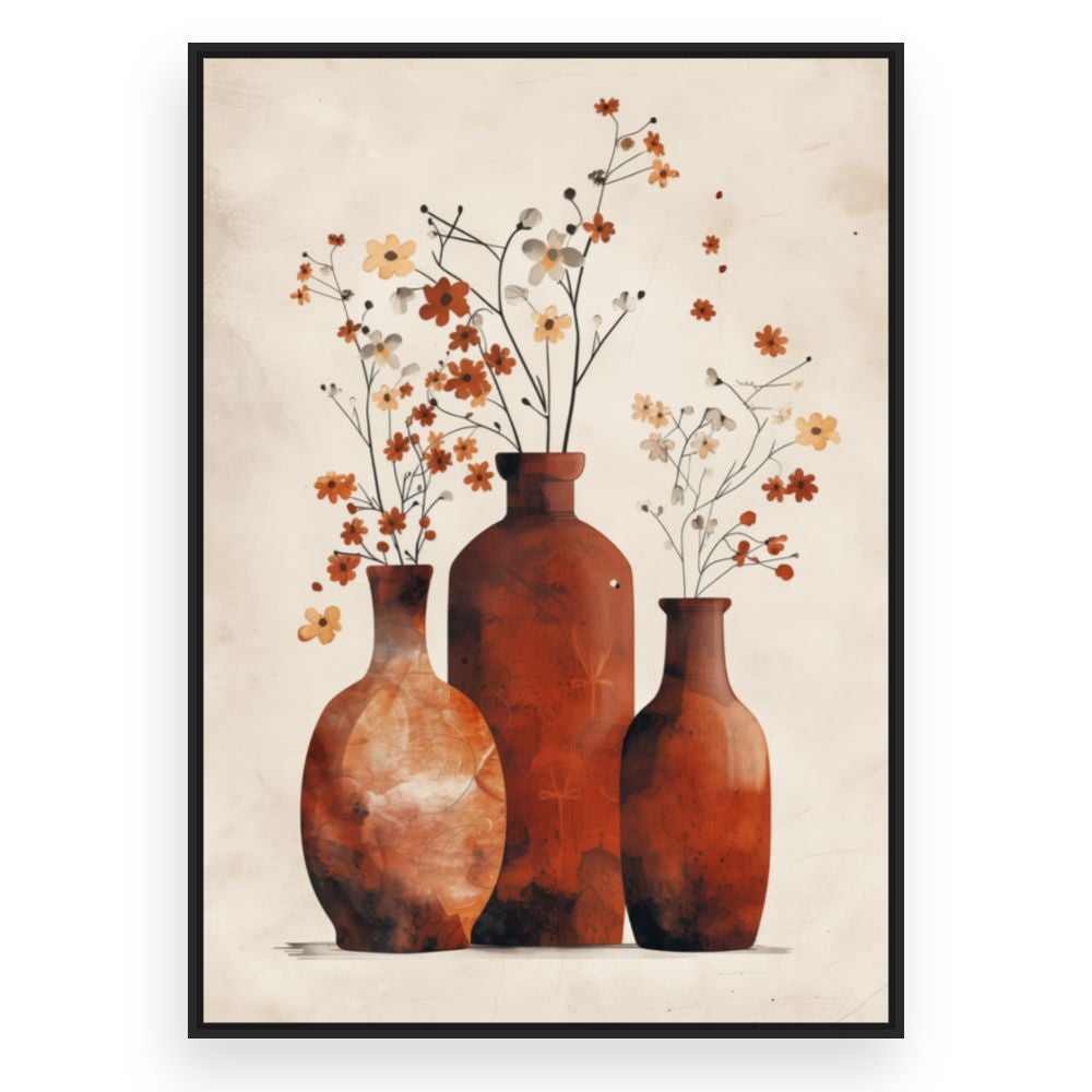 Toile encadrée Vases floraux élégants / 50x70cm / Cadre Noir / Fabriqué en France / Toile murale / DADA ART - 3
