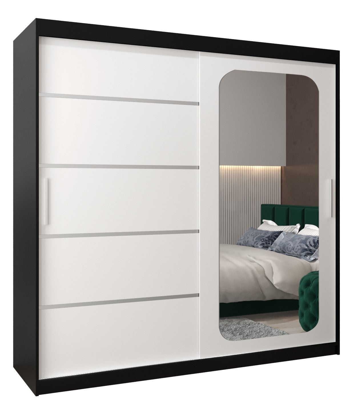 Szafa przesuwna garderoba PROMO V2 200 x 62 x 200 cm Czarny + Biały - Abiks Meble
