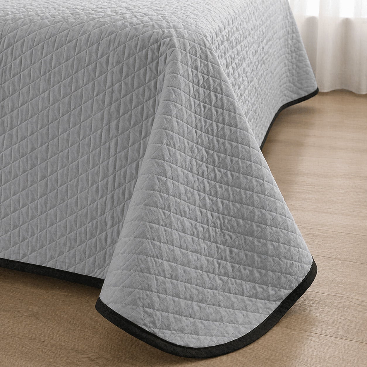 Colcha Bicolor Reversible Gris/Antracita Cama 180cm Donegal Collections - 3